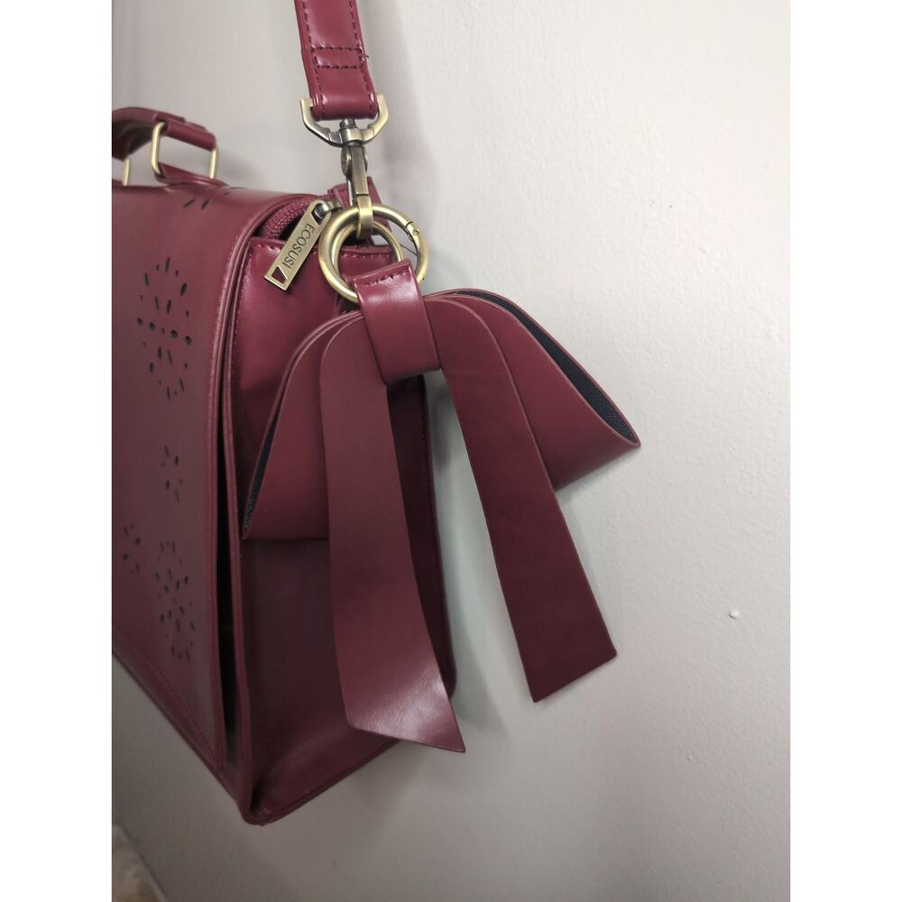 Ecosusi Burgundy wine red floral eyelet and bow laptop case - Picture 3 of 13